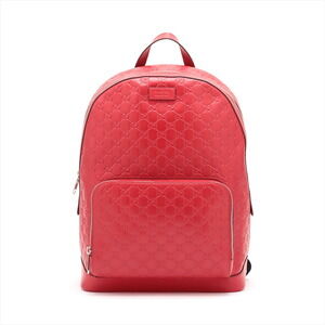 Gucci Guccissima Leather Backpack Rucksack Red